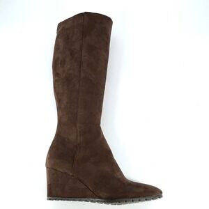 Anne Klein Size 9 Brown Sueded Fabric Wedge Tall Boot Knee High NEW iFlex $149